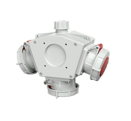 92912, TOMACORRIENTE INDUSTRIAL TRIPLE AEREO 16A 3P+N+T 415V, COLOR ROJO 6H, IP67