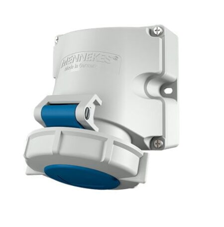 9321, TOMACORRIENTE INDUSTRIAL VISIBLE 16A 3P+T 250V, COLOR AZUL 9H, IP67, LIBRE DE HALOGENO