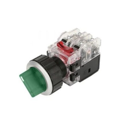 MRT-A2A1A0G, SELECTOR LUMINOSO PLASTICO, 0-1, 2 POSICIONES FIJAS, 1NA+1NC, C/ LED VERDE 100-240VAC, DIAM. 30MM