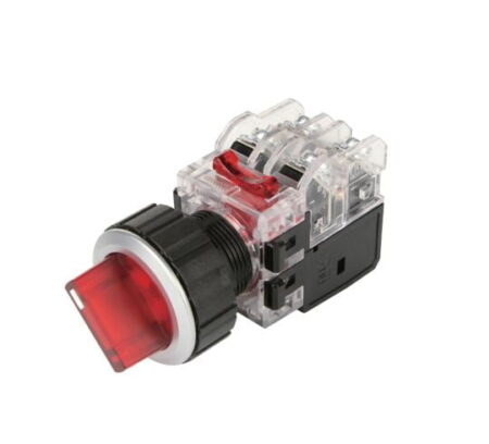MRT-A2A1A0R, SELECTOR LUMINOSO PLASTICO, 0-1, 2 POSICIONES FIJAS, 1NA+1NC, C/ LED ROJO 100-240VAC, DIAM. 30MM