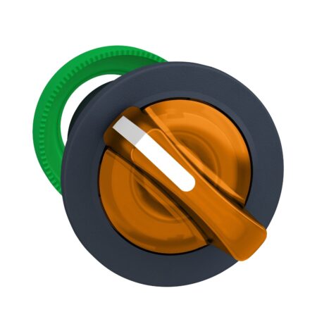 ZB5FK1453, CABEZAL NARANJA DE SELECTOR LUMINOSO MANETA CORTA, 0-1, 2 POSICIONES C/ RETORNO IZQUIERDA, DIAM. 30MM