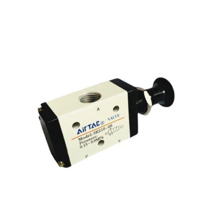 3R210-08, VALVULA NEUMATICA ROTATIVA MANUAL 3/2 VIAS, G1/4″, 0-0.8MPA