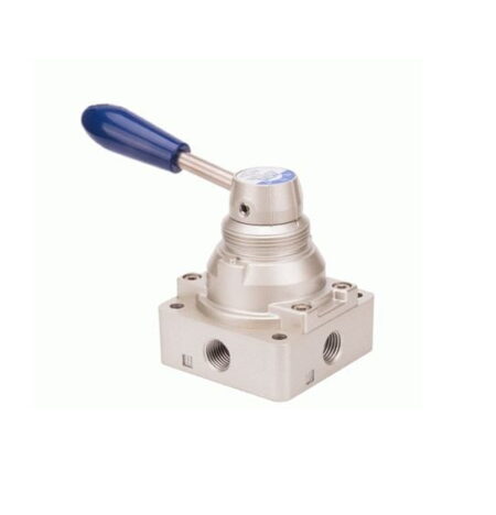 4HV33010T, VALVULA NEUMATICO SELECTOR ROTATIVO 3 POSICIONES 4/3 VIAS, 3/8» NPT CENTRO CERRADO S/ BLOQUEO