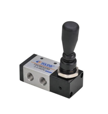 TSV98322S, VALVULA MANUAL 3/2 VIAS, NO, G1/4″, 0-0.8MPA, TIPO RESET RESORTE