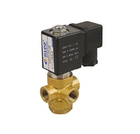 VX33-20-08-AC220V, ELECTROVALVULA DE ACCION DIRECTA 3/2 VIAS, ORIF. 2.0MM, G1/4″, 0-0.6MPA, BOB. 220VAC, BRONCE